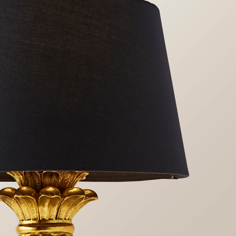 image 1 of ValueLights Pineapple Design Gold Effect Table Lamp With Navy Blue Shade