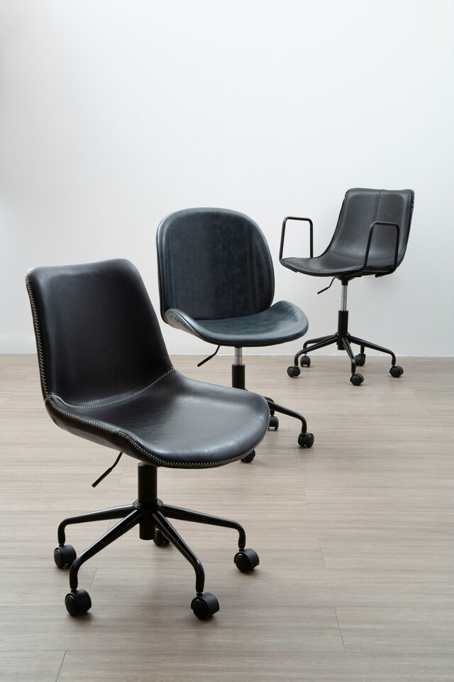 image 1 of Interiors by Premier Claw Base Black Leather Home Office Chair, Upholstered Seat Of Office Chair, Height Adjustable Swivel Chair