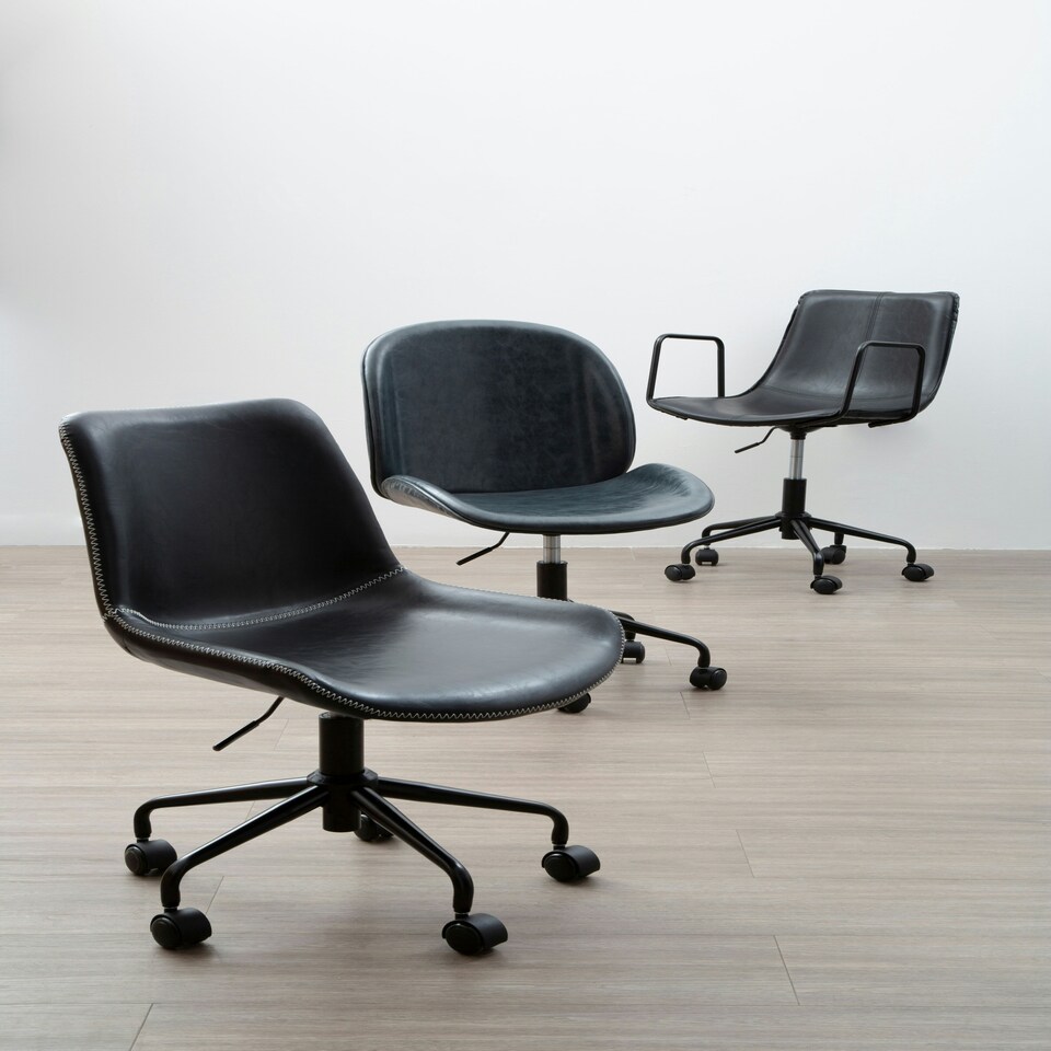 image 1 of Interiors by Premier Claw Base Black Leather Home Office Chair, Upholstered Seat Of Office Chair, Height Adjustable Swivel Chair