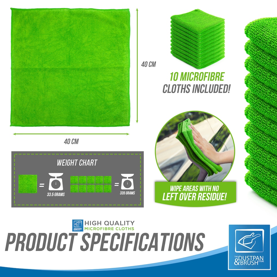 image 1 of Microfibre Cleaning Cloth 40x40cm Super Absorbent Lint Free Microfiber Cloths Cleaning for Home, Kitchen, Mirrors, Car - Pack of 10