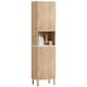 image 1 of HOMCOM 168 cm Tall Bathroom Cabinet, Freestanding Slim Bathroom Storage Cabinet with Silent-Glide Drawer, Adjustable Shelves, 2 Cupboards and Groove Doors, Oak