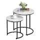 image 8 of Vida Designs Brooklyn Round Nest of Tables 2 Piece Set Nesting Sofa Bedside Side Table, Marble