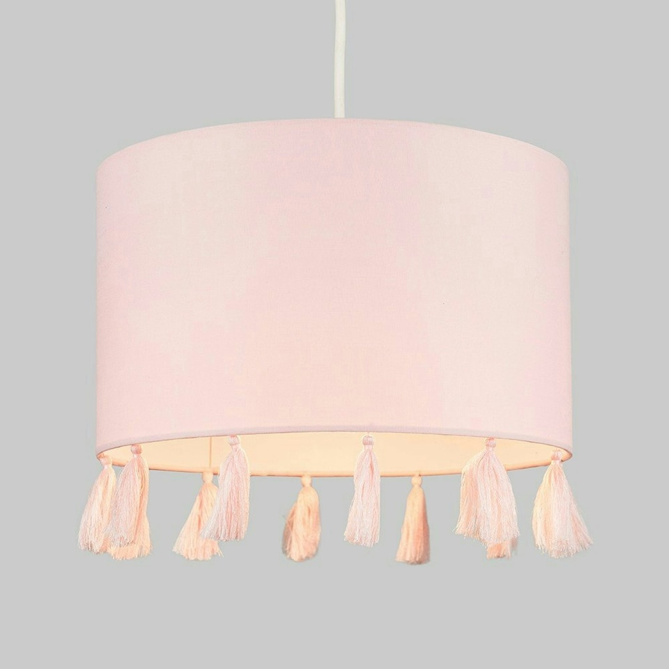 image 1 of ValueLights Modern Pink Drum Tassel Ceiling Pendant Light Shade