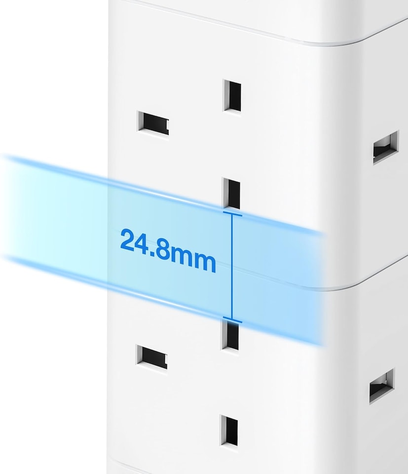 image 1 of VonHaus Tower Extension Lead with 8 Plugs and 2 USB-C Ports