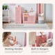 image 9 of Teamson Kids Little Chef Chester Play Kitchen in Peach with Fridge, Stove, 12 Accessories, Shelves & Hooks