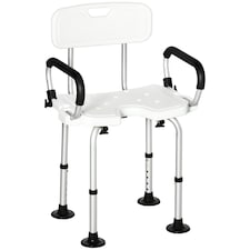 HOMCOM Adjustable Shower Stool with Foot Pads for Elderly Disabled Blue