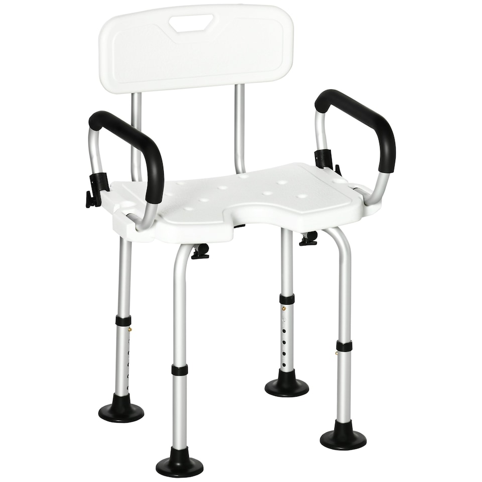 image 1 of HOMCOM Adjustable Shower Stool with Foot Pads for Elderly Disabled Blue