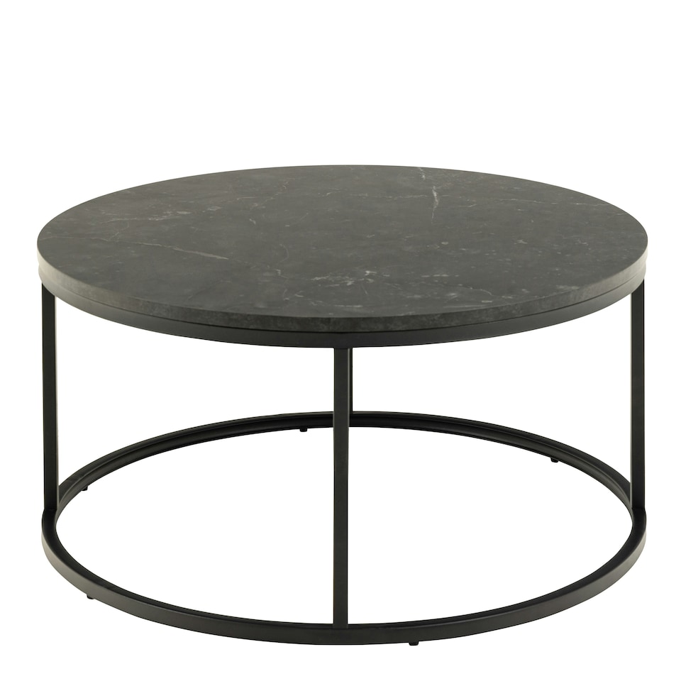 image 1 of Spiro Coffee Table with Black Marble Melamine Top & Black Legs