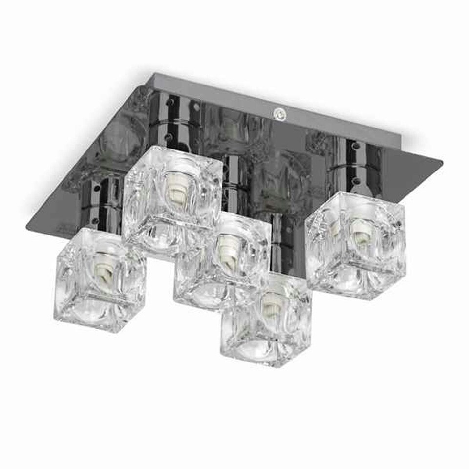 image 1 of ValueLights Modern Black Chrome Ice Cube 5 Way Flush Ceiling Spotlight