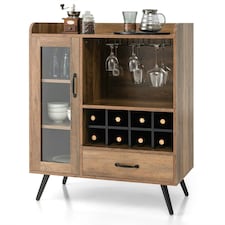COSTWAY Kitchen Storage Cabinet Wine Cabinet Sideboard Grey