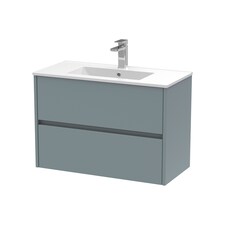 Balterley Chartley Contemporary 2 Drawer Wall Hung Vanity Unit with Minimalist Basin, Coastal Grey, 800mm
