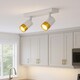 image 4 of CGC PUZON White & Gold GU10 Adjustable Twin Two Head GU10 Ceiling Spotlight Bar Light White