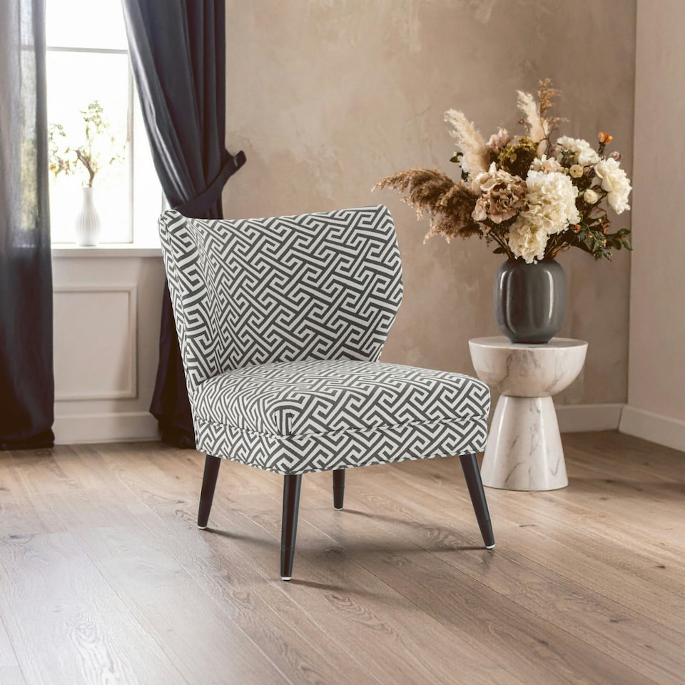 image 1 of Interiors By Premier Supportive Seating Greek Key Design Lounge Chair, Nordic Design Wooden Chair, Contemporary Accent Chair Multi