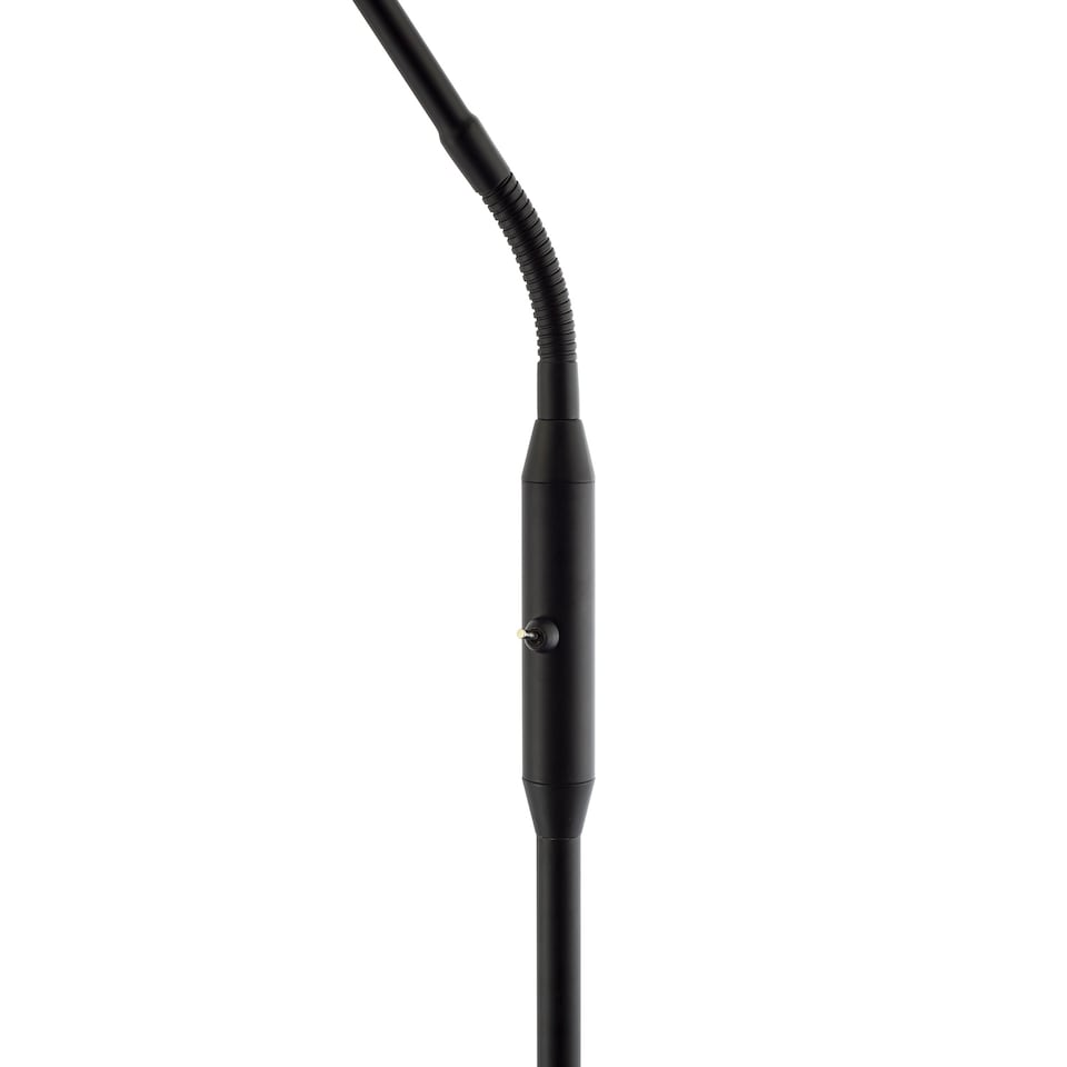 image 1 of Traditional Reading Floor Lamp in Matte Black with Toggle Switch and Glass Shade | Black