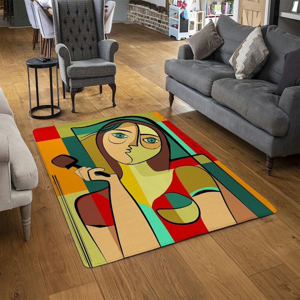 image 1 of Woman with chocolate in hand (Rug) Multi | M