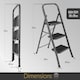 image 7 of Futura 3 Step Ladder Grey, Heavy-Duty Steel Folding Home DIY Step Stool with Wide Non-Slip Steps & Anti Slip Feet 150kg Capacity