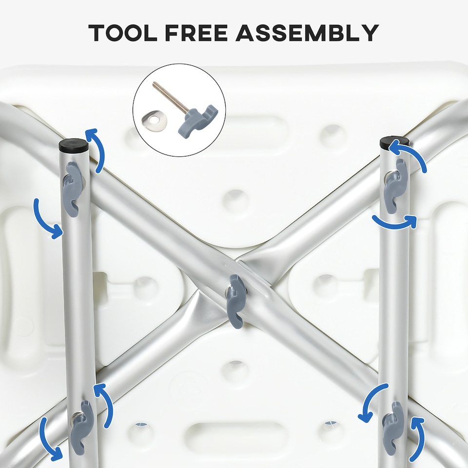 image 1 of HOMCOM EVA Padded Shower Chair for the Elderly and Disabled, Height Adjustable Shower Stool with Back and Arms, 4 Suction Foot Pads, Light Blue