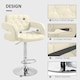image 6 of HOMCOM Adjustable Height Barstool Steel Pole PU Leather, White
