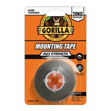 Gorilla Max Strength Mounting Tape Black 25mm x 1.5m - One Colour - One Size