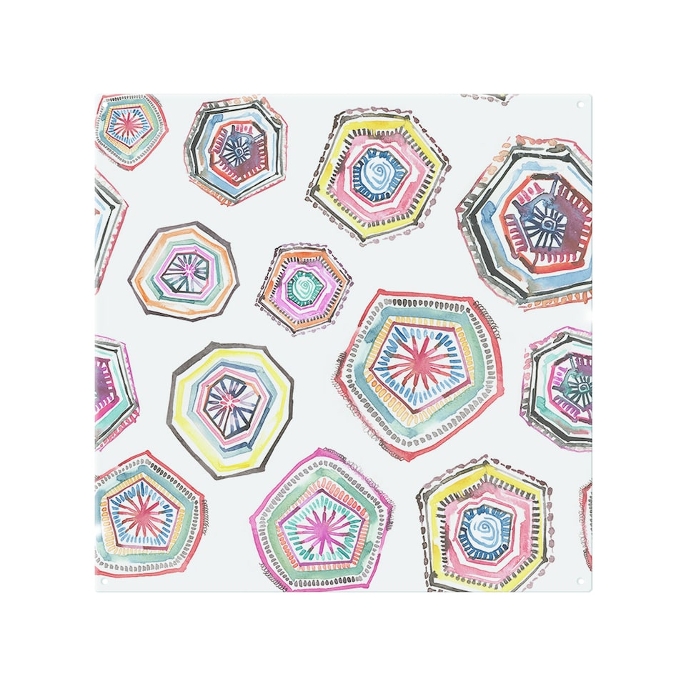 image 1 of Hand Painted Multicolor Watercolor Splash Back | White