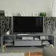 image 4 of TV Unit 200cm Grey with Fluted Doors, Gold Handles and Central Drawer | Grey | One Size | 1