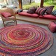 image 1 of SUNDAR Round Rug Braided with Recycled Fabric - L120 x W120 - Multicolour