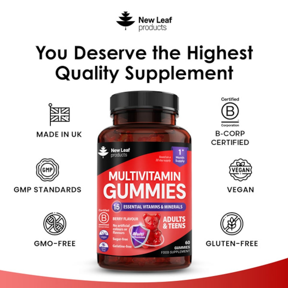 image 1 of Multivitamin Gummies For Adults & Teens - 60 Vegan Gummies