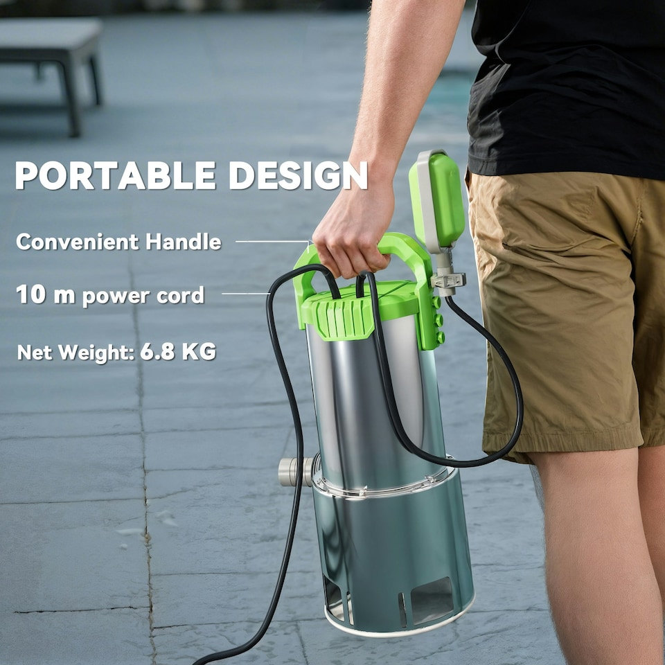 image 1 of Outsunny 1100W Water Pump with Float Switch, 18500L/H Electric Sump Pump | Green