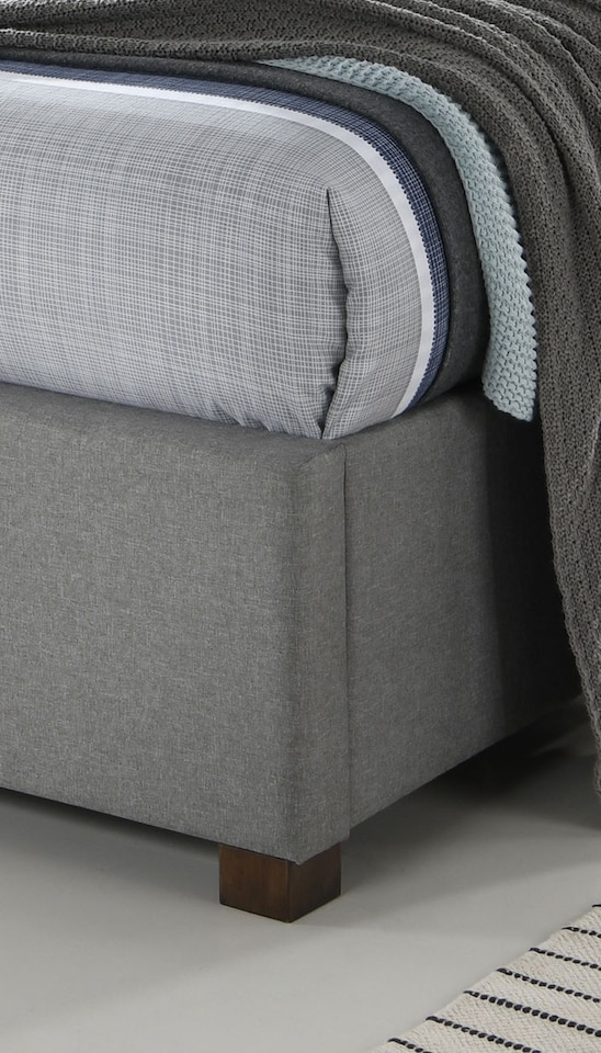 image 1 of 4ft6 Double Light Grey, Tall Headboard, Fabric Upholstered Bed Frame Bedstead. | Grey | Light Grey | Double