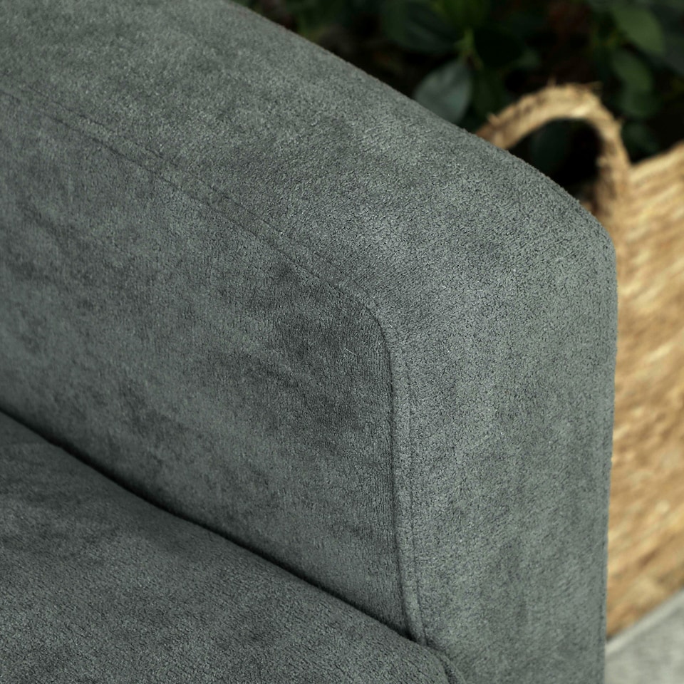 image 1 of HOMCOM 2 Seater Sofa, Modern Velvet-Feel Sofa with Rubber Wood Legs, Upholstered Tufted Loveseat for Small Space, Living Room, Bedroom, Home Office, Grey | Grey | Two Seater