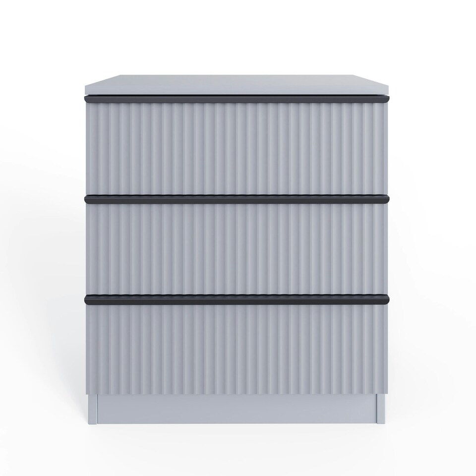 image 1 of FWStyle Lania Ripple Ridged 3 Drawer Chest Of Drawers Matt Grey