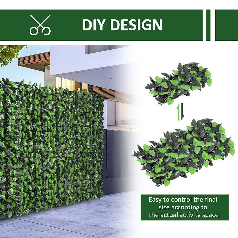 image 1 of Outsunny Artificial Leaf Hedge Screen Privacy Fence Panel for Garden 3Mx1M