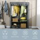 image 10 of HOMCOM Fabric Wardrobe w/ 4 Shelves 2 Hanging Rails Foldable Closets Light Grey