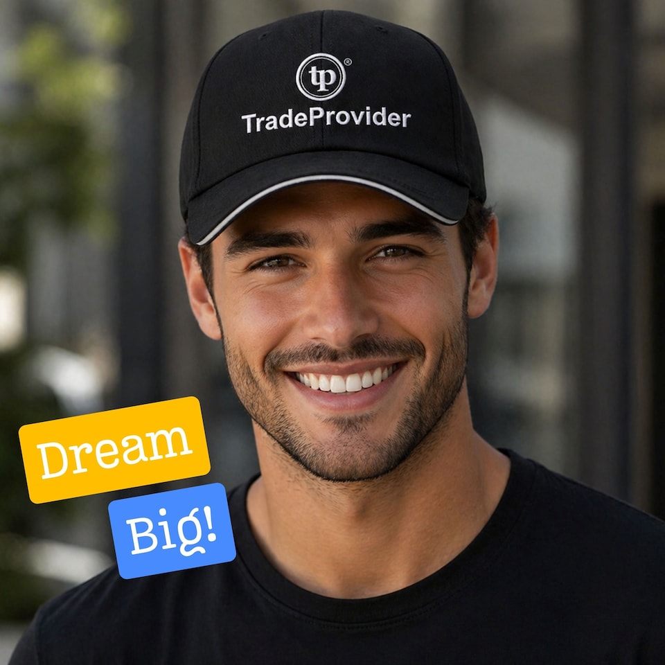 image 1 of TradeProvider Premium Adjustable Baseball Cap, Curved Peak with Contrast Pipping for Men & Women (Black)