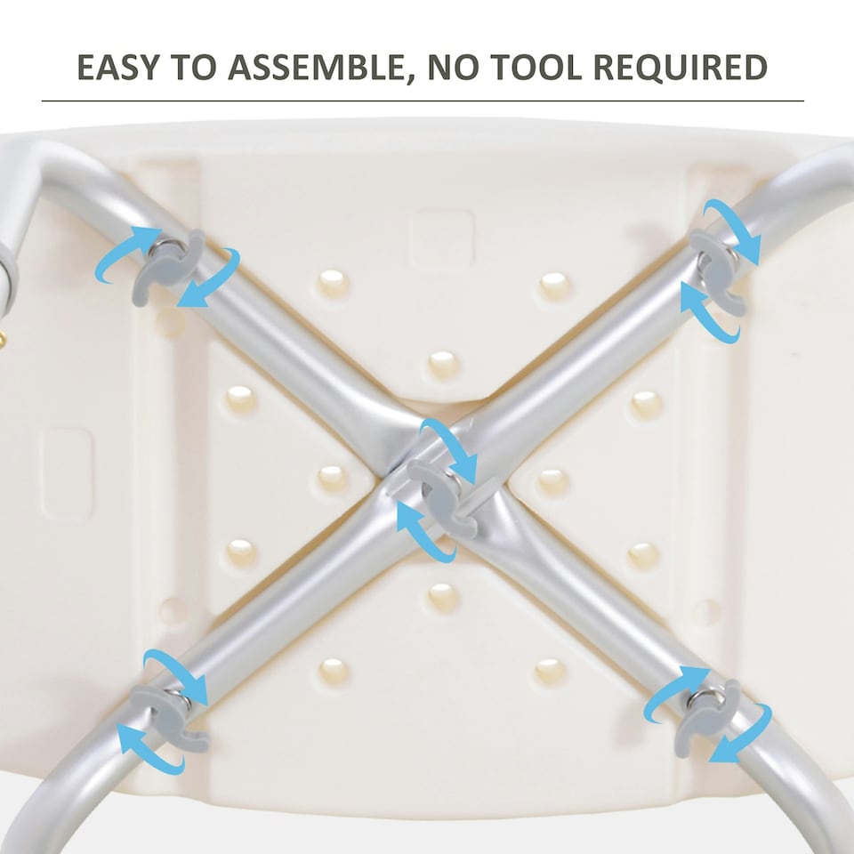 image 1 of HOMCOM Aluminium Shower Stool w/ Adjustable Height Non-Slip Bath Stool White
