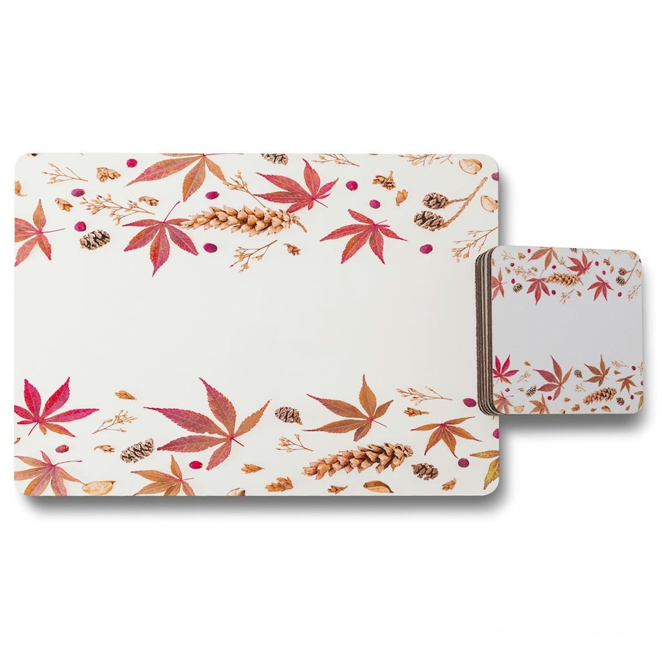 Autumn Leaves Half Border (Placemat & Coaster Set)