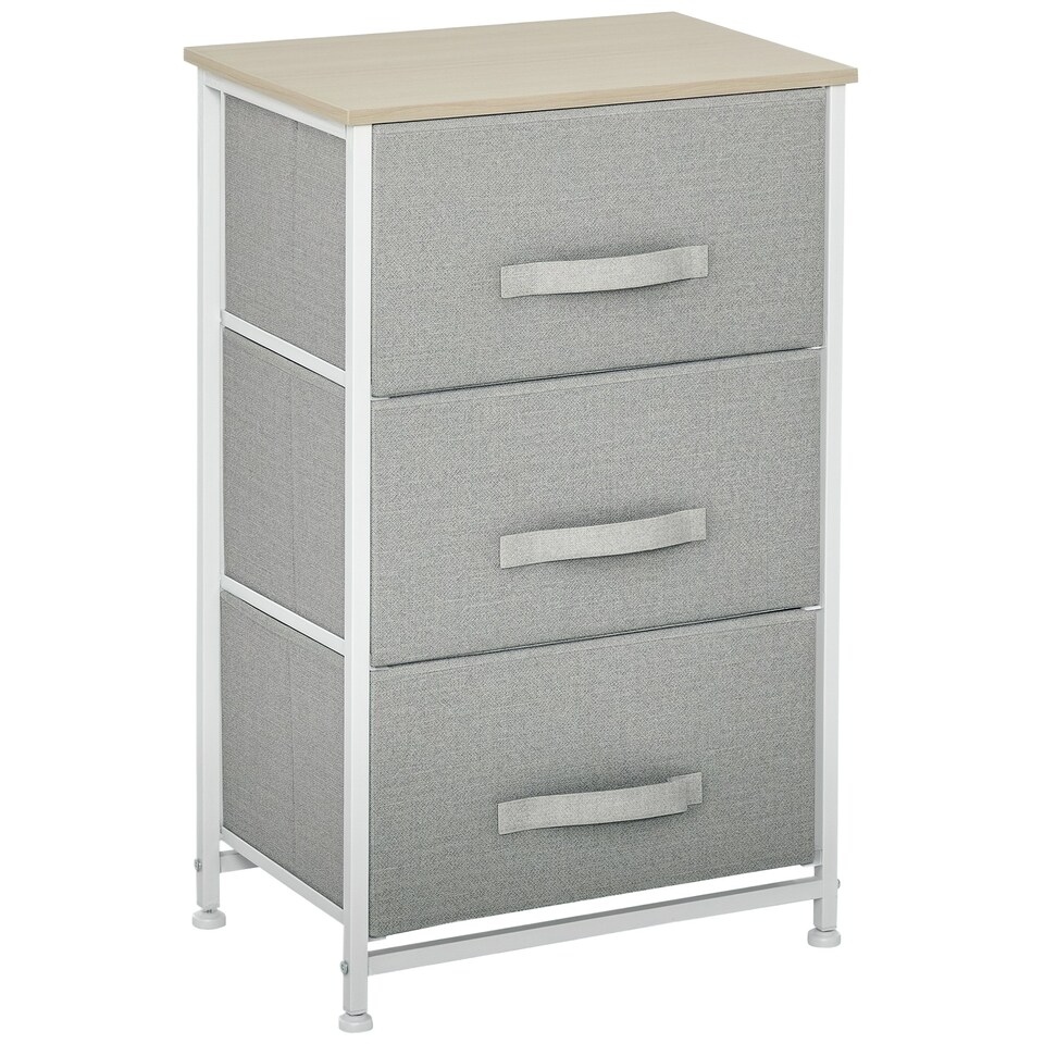 image 1 of HOMCOM 3-Tier Storage Dresser Tower with Adjustable Feet Steel Frame Home