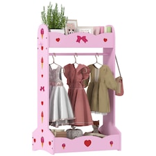 AIYAPLAY Kids Clothes Rail w Storage Shelves for Bedroom, Nursery, Pink