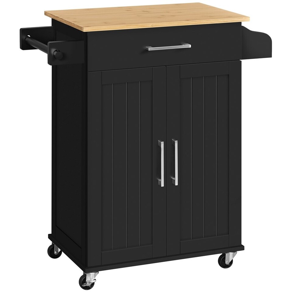image 1 of Yaheetech Kitchen Island Cart with Spice Rack Storage Black