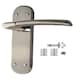 image 1 of Golden Grace Indiana Door Handles on Backplate in Satin Stainless Steel Finish - 180mm x 45mm | Grey | 1 Set