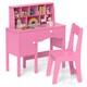 image 1 of COSTWAY Kids Study Desk and Chair Set Children Wooden Craft Table & Chair-Pink
