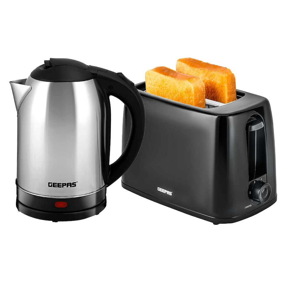 image 1 of GEEPAS Electric Kettle & 2 Slice Bread Toaster Kitchen Set