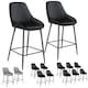 image 8 of Bar Stool Siera with backrest, padding and soft fabric - Set of 4 Grey | Woven Fabric Grey/Black