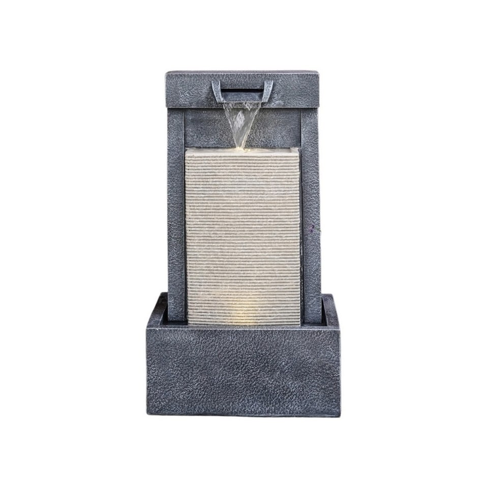 image 1 of Outdoor Contemporary Cube Water feature - Cement - L47 x W37 x H83 cm - Black