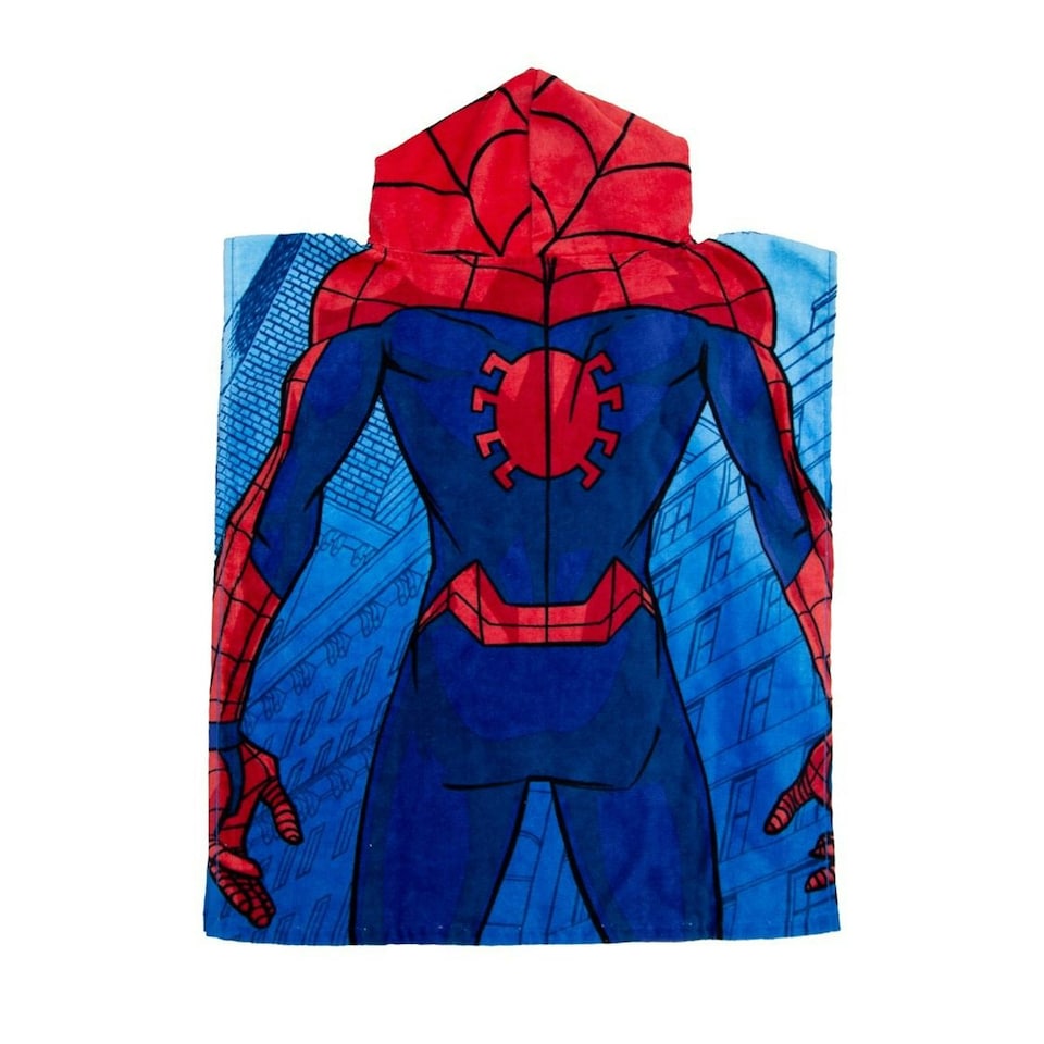 image 1 of Spider-Man Spider City Hooded Towel - Blue/Red/Black - One Size Blue | One size
