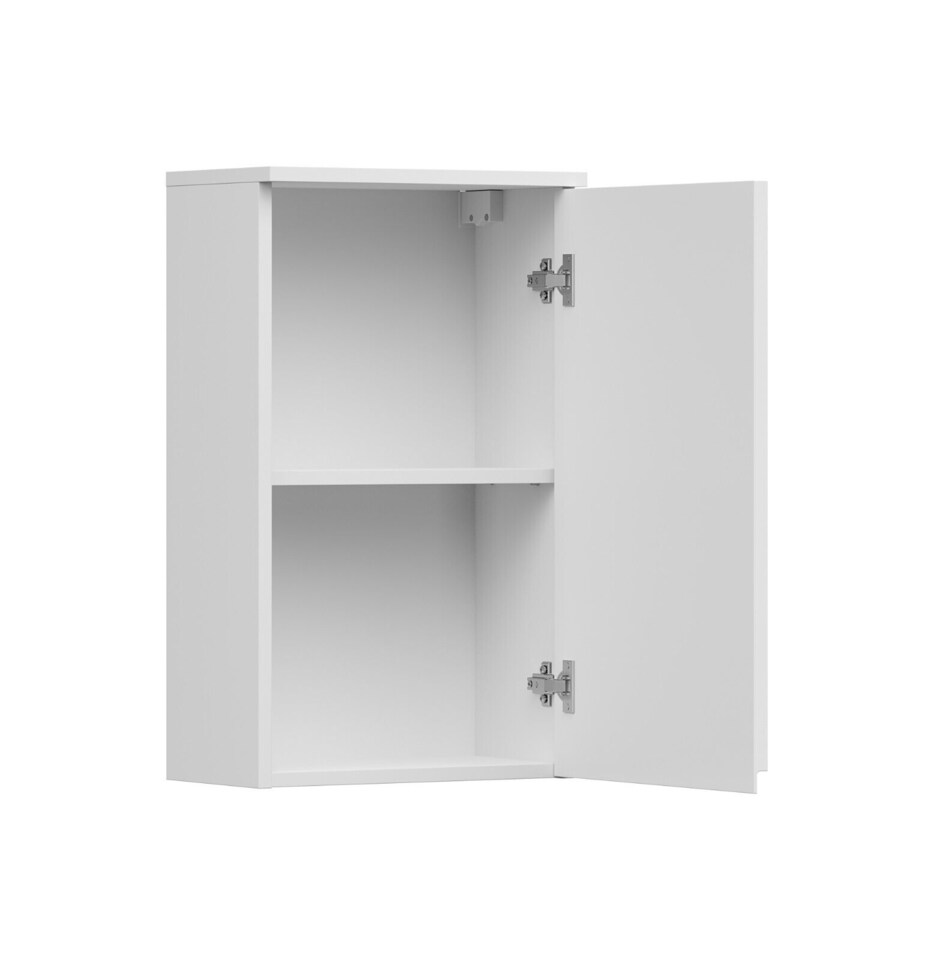 image 1 of Small Bathroom Cabinet Wall Mounted Storage Unit Slim Single Door Cupboard Handleless Narrow White Gloss Spice