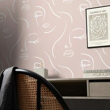 Belle Wallpaper in Blush Pink Multi