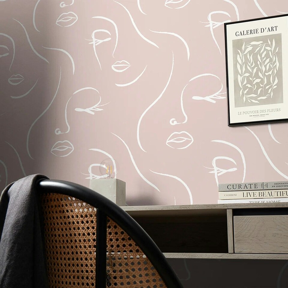 image 1 of Belle Wallpaper in Blush Pink Multi