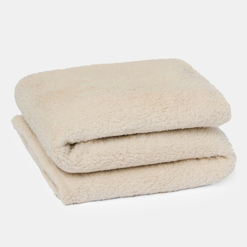 image 1 of OHS Soft Plush Teddy Fleece Throw Blanket, 150x200cm - Natural