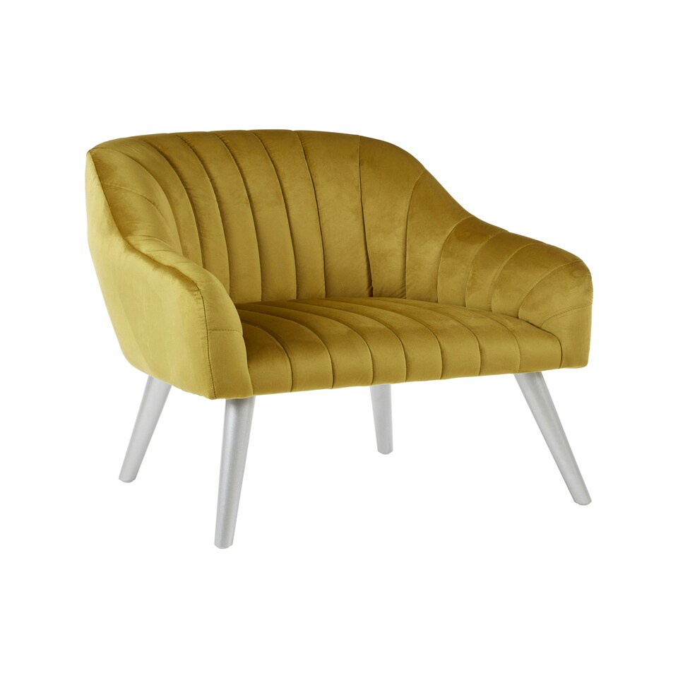 image 1 of Interiors by Premier Mustard Fabric Armchair, Cozy Velvet Armchair, Dining Chair for Living Room, Home, Accent Arm Chair